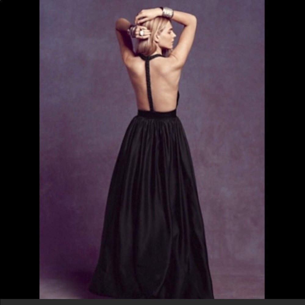 Free People x Rae Francis Black Satin Gown